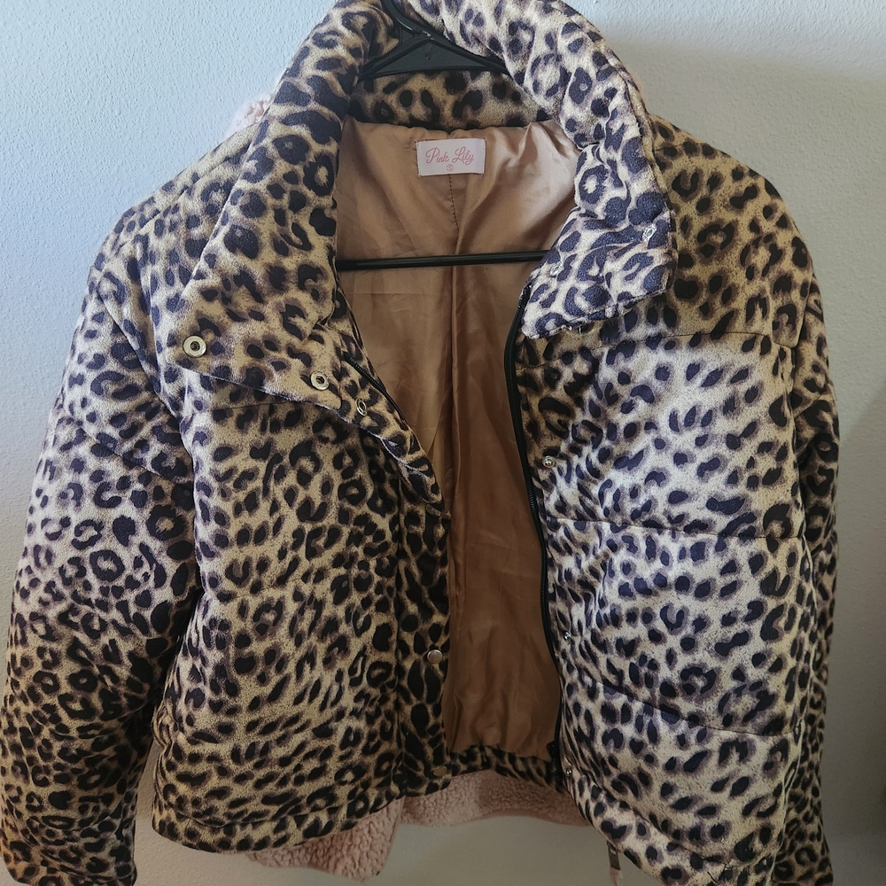 Pink Lilly Leopard Print Puffer Jacket
